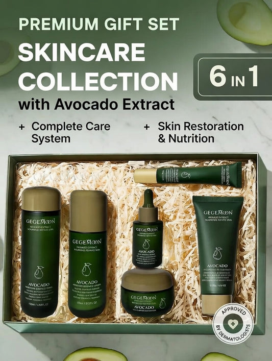 GEGEMOON Avocado Moisturizing 6-Piece Set Organic Deep Hydration Glow Skin Care Gift Kit