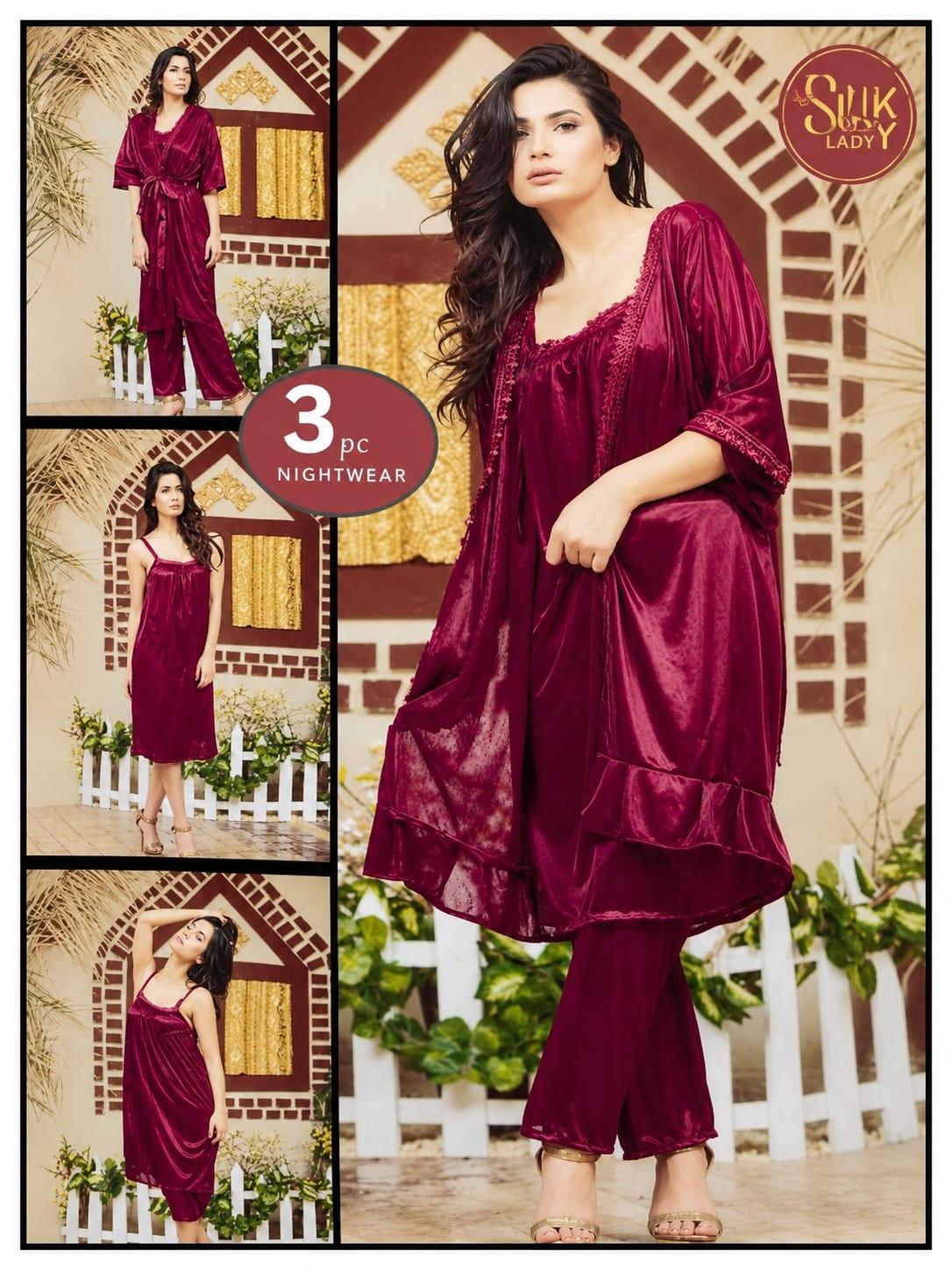 3-Piece Luxury Night Suit – Elegant & Comfortable