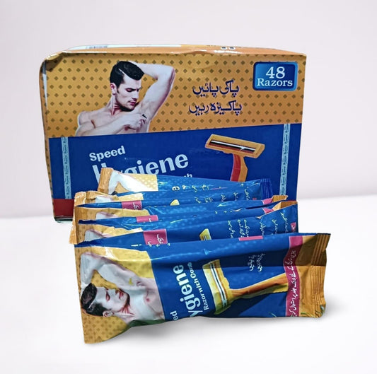 48 pcs Premium Quality  Hygiene Single Blade Disposable Body Shaving Razor - 48 Razor box