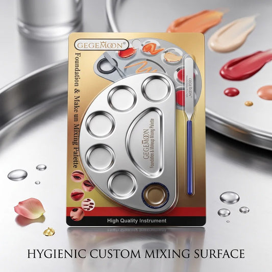 GEGEMOON Foundation & Makeup Mixing Palette – Stainless Steel with Spatula for Custom Shades