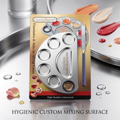 GEGEMOON Foundation & Makeup Mixing Palette – Stainless Steel with Spatula for Custom Shades