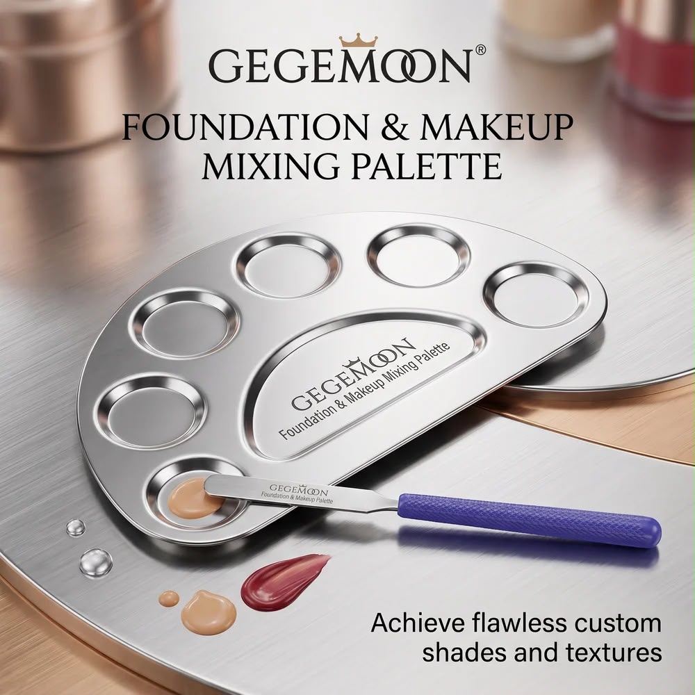GEGEMOON Foundation & Makeup Mixing Palette – Stainless Steel with Spatula for Custom Shades