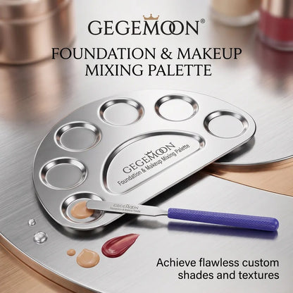 GEGEMOON Foundation & Makeup Mixing Palette – Stainless Steel with Spatula for Custom Shades