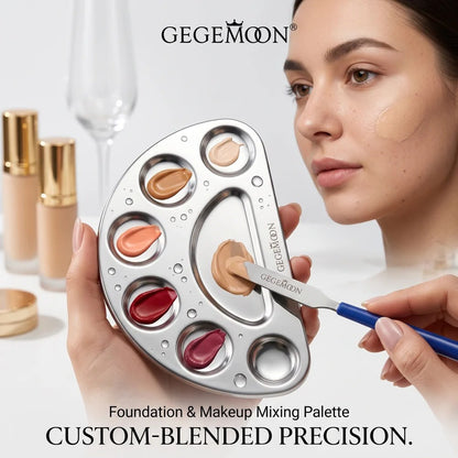 GEGEMOON Foundation & Makeup Mixing Palette – Stainless Steel with Spatula for Custom Shades