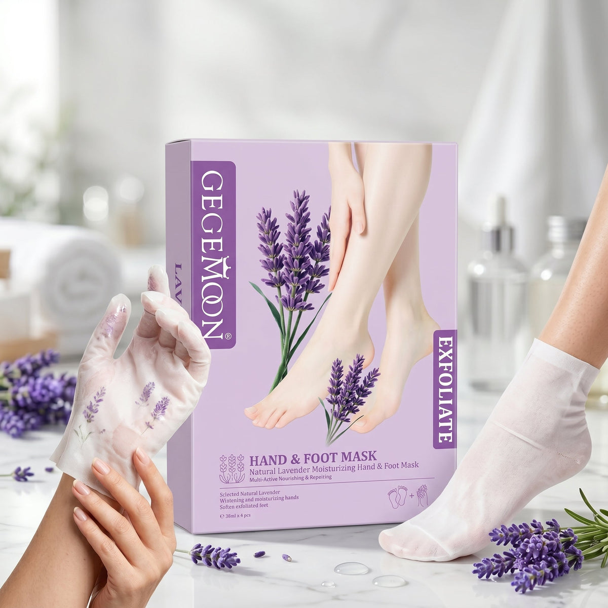 GEGEMOON Hand & Foot Mask Set Deep Moisturizing Softening Exfoliating Treatment