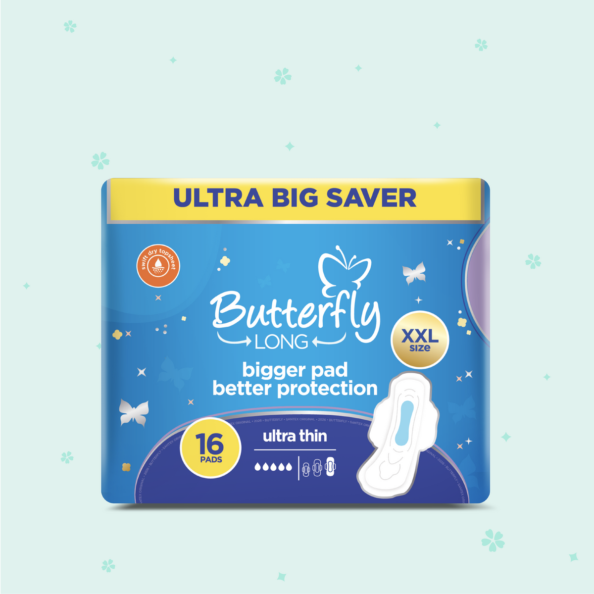 Butterfly Long Ultra Big Saver XXL Sanitary Pads 3 Pack (48 Pads)